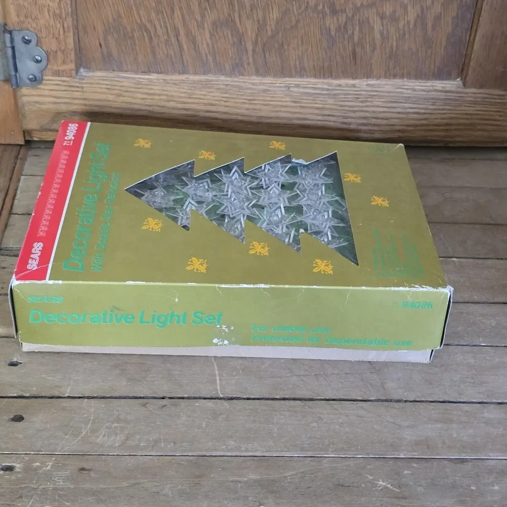 Vintage Sears Christmas Tree Light Set 30 Double Star Reflectors 36